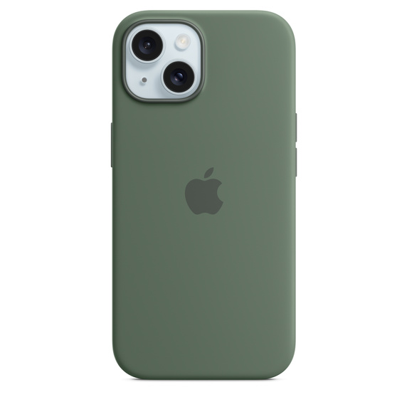 Green phone case with Apple logo on a white background