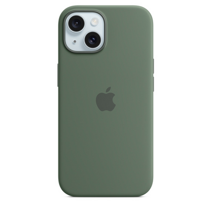 Green phone case with Apple logo on a white background